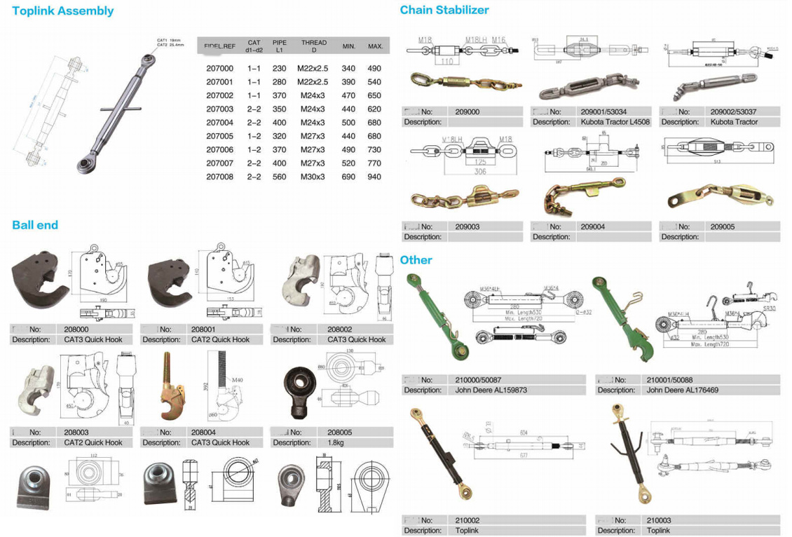 Tractor Front Hitch System Top link 3 Point Linkage kit For CAT1 CAT2 Trailer Agricultural Spare Parts
