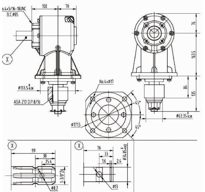 Agricultural RC30 Series 35HP Gearbox for Rotary Cutter