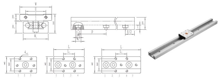 SGR SGB Series Linear Bearing Assembly Roller Linear Guide Rail