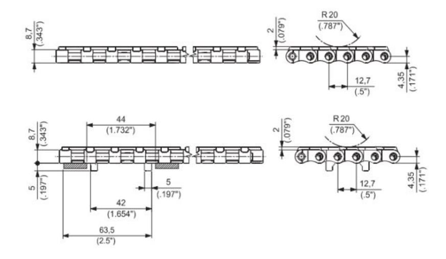 610 Series Super Grip Surface Straight Run Top Rubber Chain Belt