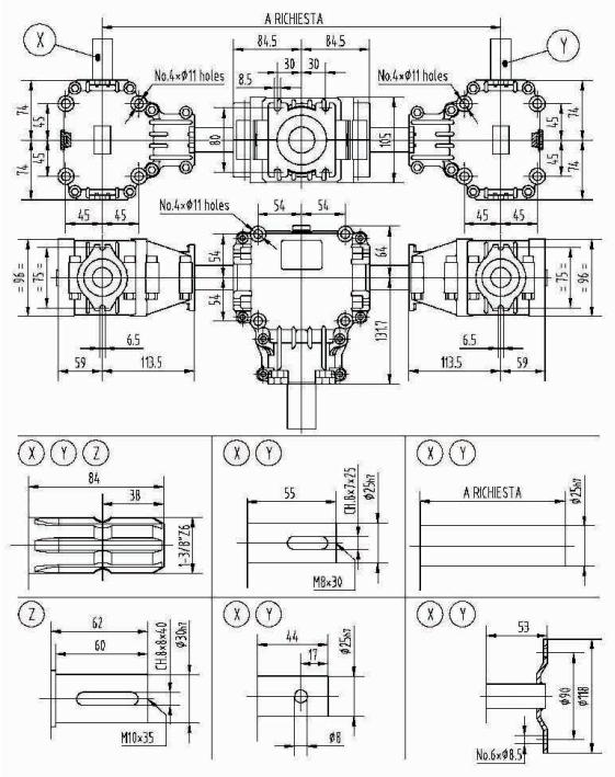 EP010-281-010 Series 22HP Ratio 1:1.35 Agricultural Gearbox for Fertilizer Spreader