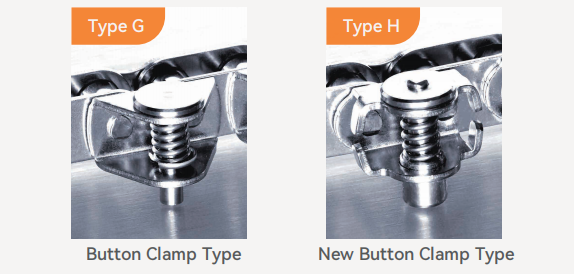 New Button Clamp (Type H)  10B1GC-H Stainless Steel Gripper Roller Chain for Form Fill and Vacuum Seal Wrapping