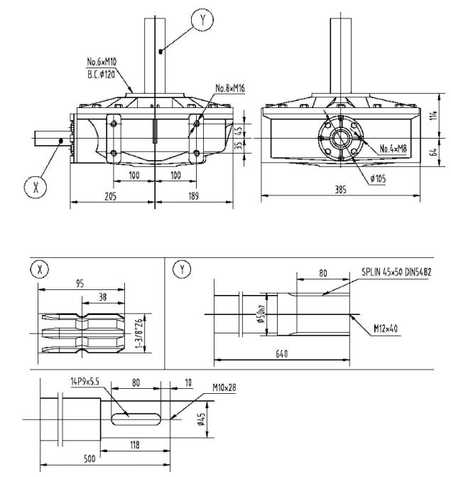 Agricultural 154 Series 26HP Gearbox for Shredder 7.75:1