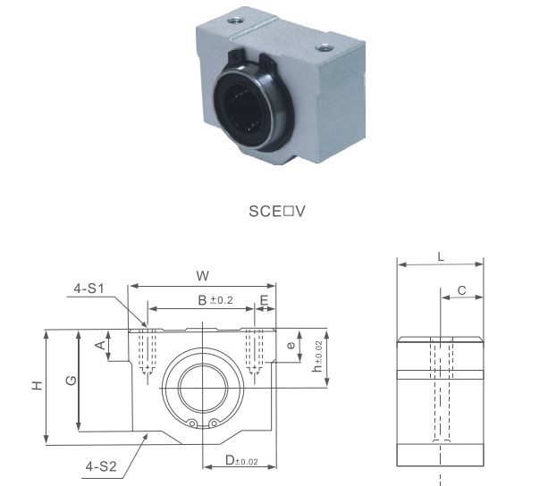SCE..V Series Linear Bearing Assembly Linear Motion Slide Units of SCE8VUU SCE12VUU SCE16VUU SCE20VUU SCE25VUU SCE30VUU SCE40VUU