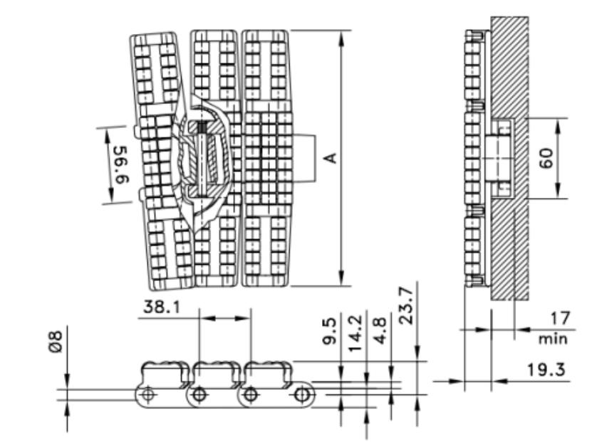 823 Heavy Duty Sideflex Run Single  Hinge Magnetic Curved Roller Chain