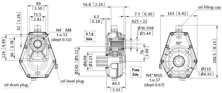 KM6002 Series Pump Over Gear PTO Speed Increaser Aluminium Multiplier  Gearbox  for Tractor Hydraulic Pump