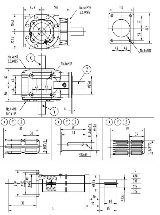 Agricultural 310 Series 40HP Gearbox for Shredders 1:3 1:1.93