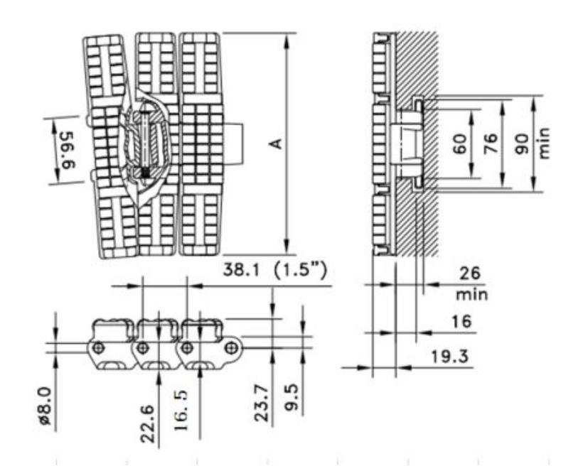 823 Heavy Duty Sideflex Run Single  Hinge Hook Foot Curved Roller Chain
