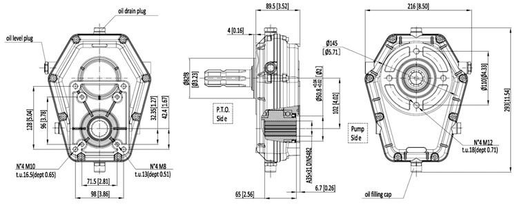 KM7002 Series Tractor Aluminium Pto Multipliter Gearbox PTO Speed Increaser  for Hydraulic Pump
