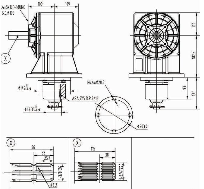 Agricultural RC71 Series 70HP Gearbox for Rotary Cutter