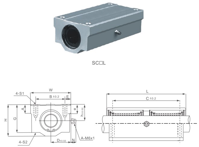 SC..L (SMA..W) Series Linear Bearing Assembly Linear Motion Slide Units of SC8LUU SC10LUU SC12LUU SC13LUU SC16LUU SC20LUU
