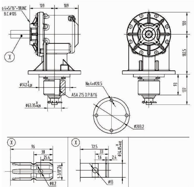 Agricultural RC61 Series 60HP Gearbox for Rotary Cutter