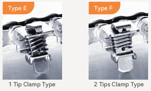 1 Tip Clamp (Type E) 08B1GC-E Stainless Steel Gripper Roller Chain for Form Fill and Vacuum Seal Wrapping