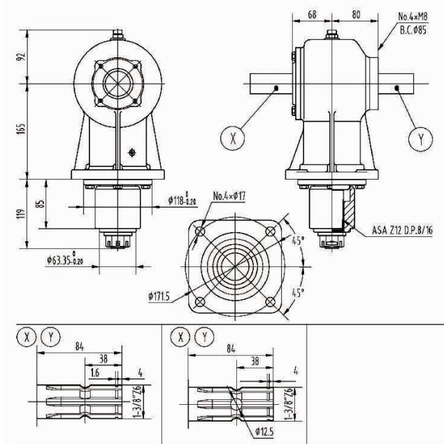 Agricultural 4RC Series 40HP Gearbox for Rotary Mower