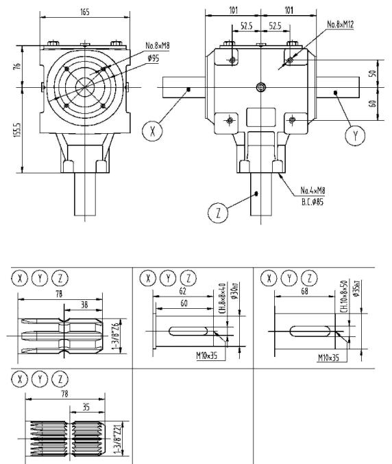 Agricultural 267 Series 50HP Gearbox for Manure Spreader Rotary Mower
