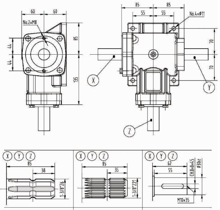 Agricultural EF30 Series 30HP Gearbox for Rotary Mower 1:2.91