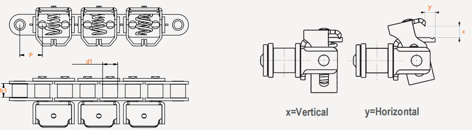 Simple Clamp Type 08B1GC-A Stainless Steel Gripper Roller Chains for Form Fill and Vacuum Seal Wrapping Applications