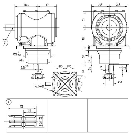 Agricultural CT150 Series 75HP Gearbox for Rotary Mower 1:1.92