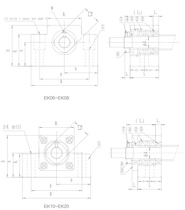 EK Series Flange Nut Mount  Ball Screw Bracket of EK5 EK6 EK8 EK10 EK12 EK15 EK20