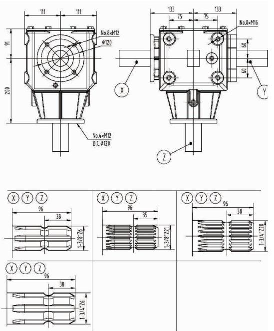 Agricultural T92 Series 163HP Gearbox for Rotary Mower Bales Shredders