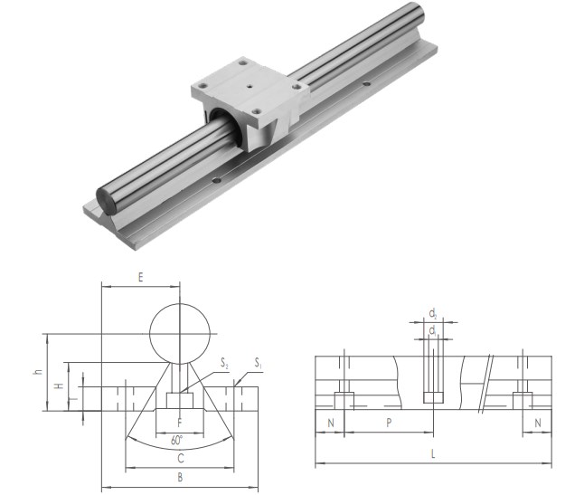 TBR-C Series Linear Bearing Assembly Circular Linear Rail of TBRC16 TBRC20 TBRC25 TBRC30