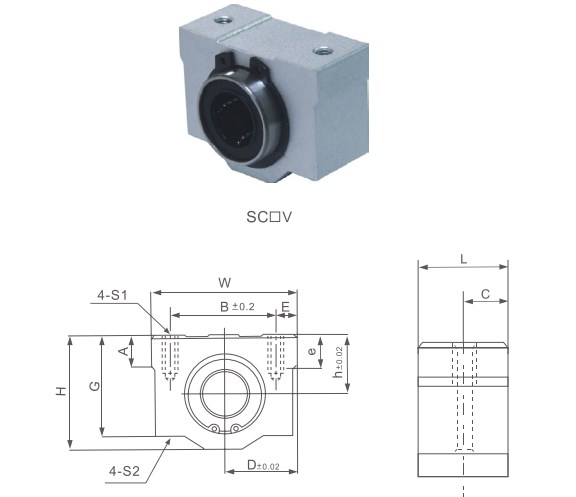 SC...V (SMA..S) Series Linear Bearing Assembly Linear Motion Slide Units of SC8VUU SC10VUU SC12VUU SC13VUU SC16VUU
