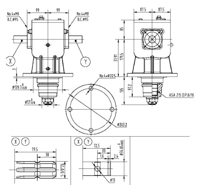 Agricultural 140 Series 60HP Gearbox for Rotary Cutter