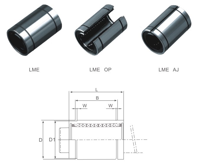 LME KB Series Linear Bush Bearing Bushing of LME5UU LME8UU LME12UU LME16UU LME20UU LME25UU LME30UU LME40UU LME50UU LME60UU