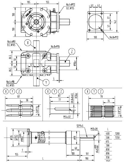 Agricultural 313 Series 62HP Gearbox for Shredders Flail Mower