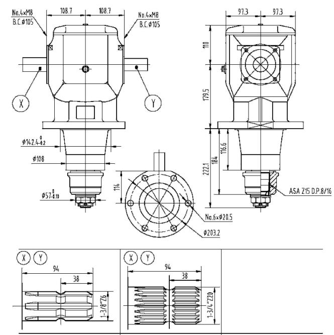 Agricultural 226 Series 75HP Gearbox for Rotary Mower
