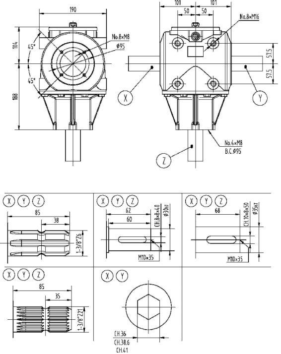 Agricultural 278 Series 60HP Gearbox for Manure Spreader