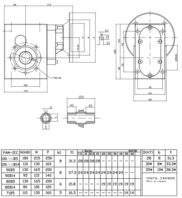 SSKM075 Corrosion Resistant 304 Stainless Steel Hypoid Gear Gearbox Reducer