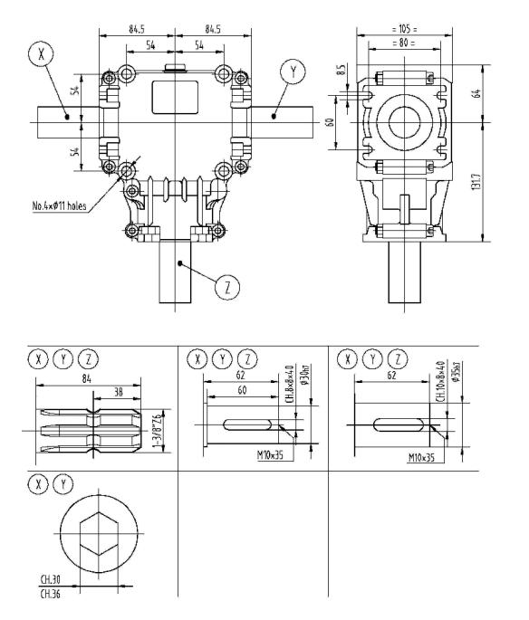 EP281B Series 25HP Agricultural Gearbox for Fertilizer Spreader Circular Saws Packing Machine Bales