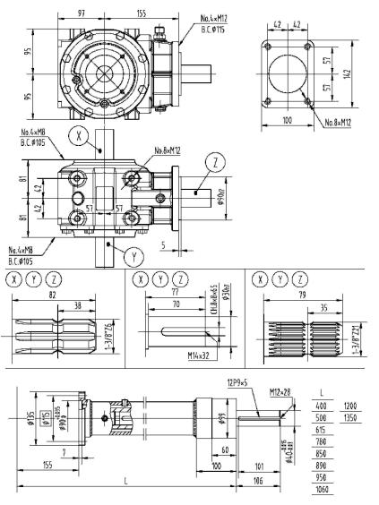 Agricultural 311 Series 50HP Gearbox for Post Hole Digger Wood Chipper Grinder Dryer Shredder 1:3/1:1.93/1:1.6