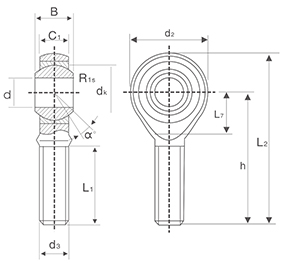 SA...T/K Series Right/Left Female Hand Thread Joint Rod End Bearing