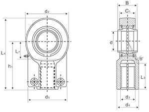 GAR...C GAR..ET 2RS Series Steel Joint Rod End with Left or Right Hand Female Thread GAR6C GAR30C