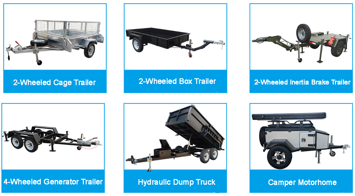 Front Axle Steering Vehicle Four-wheel Flatbed Flat Trailer with 2000kg Load Capacity for Transport Towing