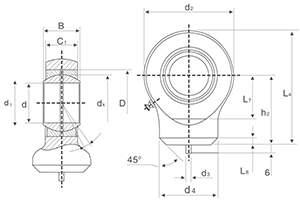 GK..D Series Hydraulic Component Rod End Bearing GK10DO GK12DO GK80DO