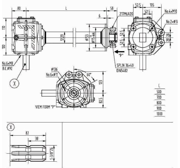 Agricultural RTD30 Series 40HP Gearbox for Vertical Tiller 1.46:1
