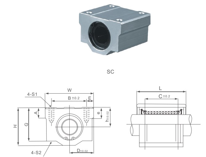 SC..UU Series Linear Bearing Assembly Linear Motion Slide Units of SC8UU SC10UU SC12UU SC13UU SC16UU  SC20UU SC25UU  SC30UU
