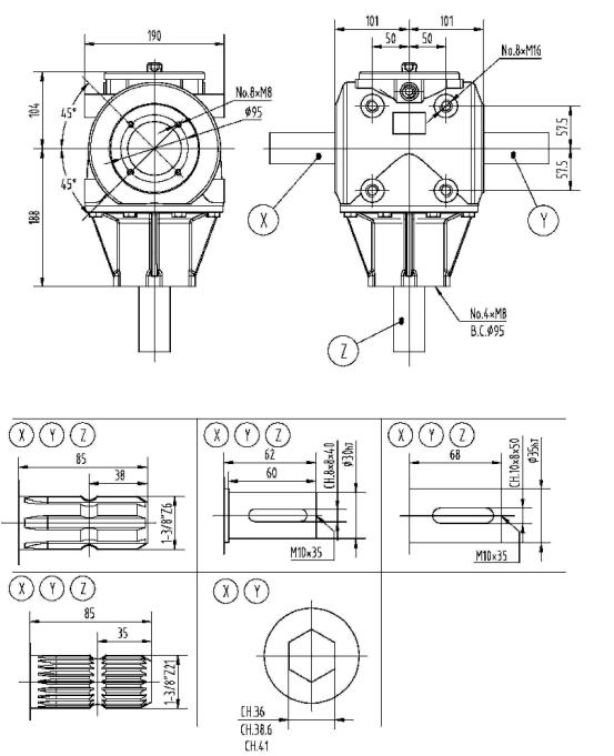 Agricultural 267B Series 50HP Gearbox for Manure Spreader Rotary Mower