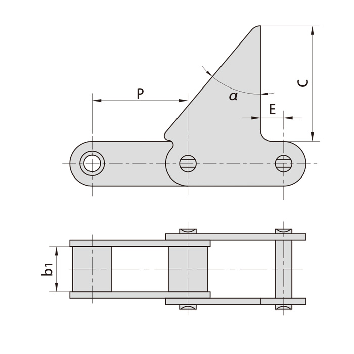 CA550 Agriculture Chain CA550F6  CA550F9 Steel Conveyor Chains With F6 Attachments