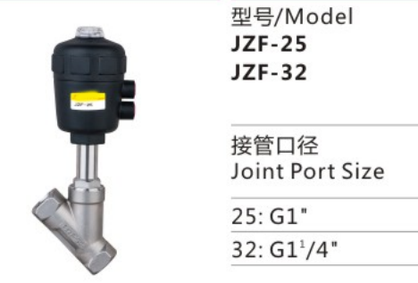 Widely Used JZF Series JZF-32 Plastic Thread Connection Piston-operated Angle-seat Valve