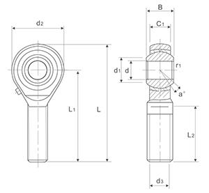 POSB Series Inlaid Liner Rod Ends With Female Thread  Lubrication or Agrease Nipple
