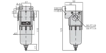 G Series GF200-06/08 Air Source Treatment Unit air drying Filter Pressure Regulator for Compressed Air System