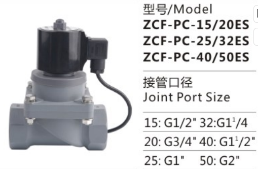 Durable and High Quality ZCF-PC-40/50ES Low Pressure ZCF Series Anti-corrosion Material Solenlid Valve for Sale