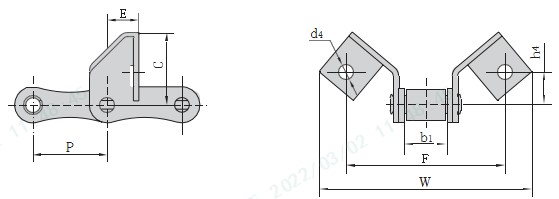S Type  55VSE 55VSEL 55VSEF1 CA645SE Steel Agricultural Conveyor Roller Chain With Attachment