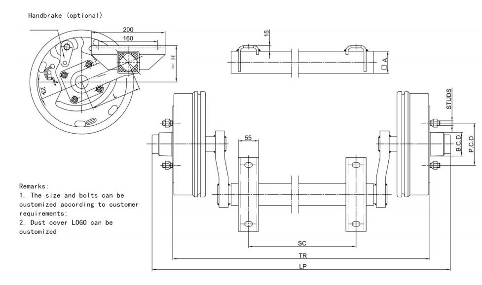 EPT 1500kg Torsion Axle Without Brake For Led Display Transportation Trailer