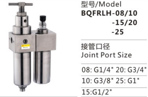 Good Quality BQFRLH-15/20 Stainless steel high pressure air source processing parts for sale