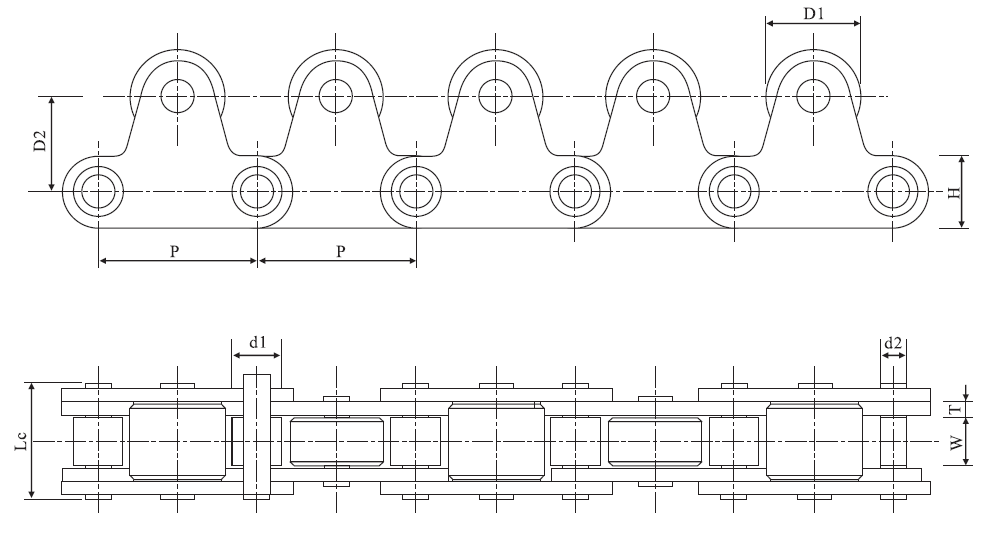 2060-TRSS Stainless Steel Short Pitch Double Pitch Top Stainless Steel Roller Chain and Sprockets in Steel